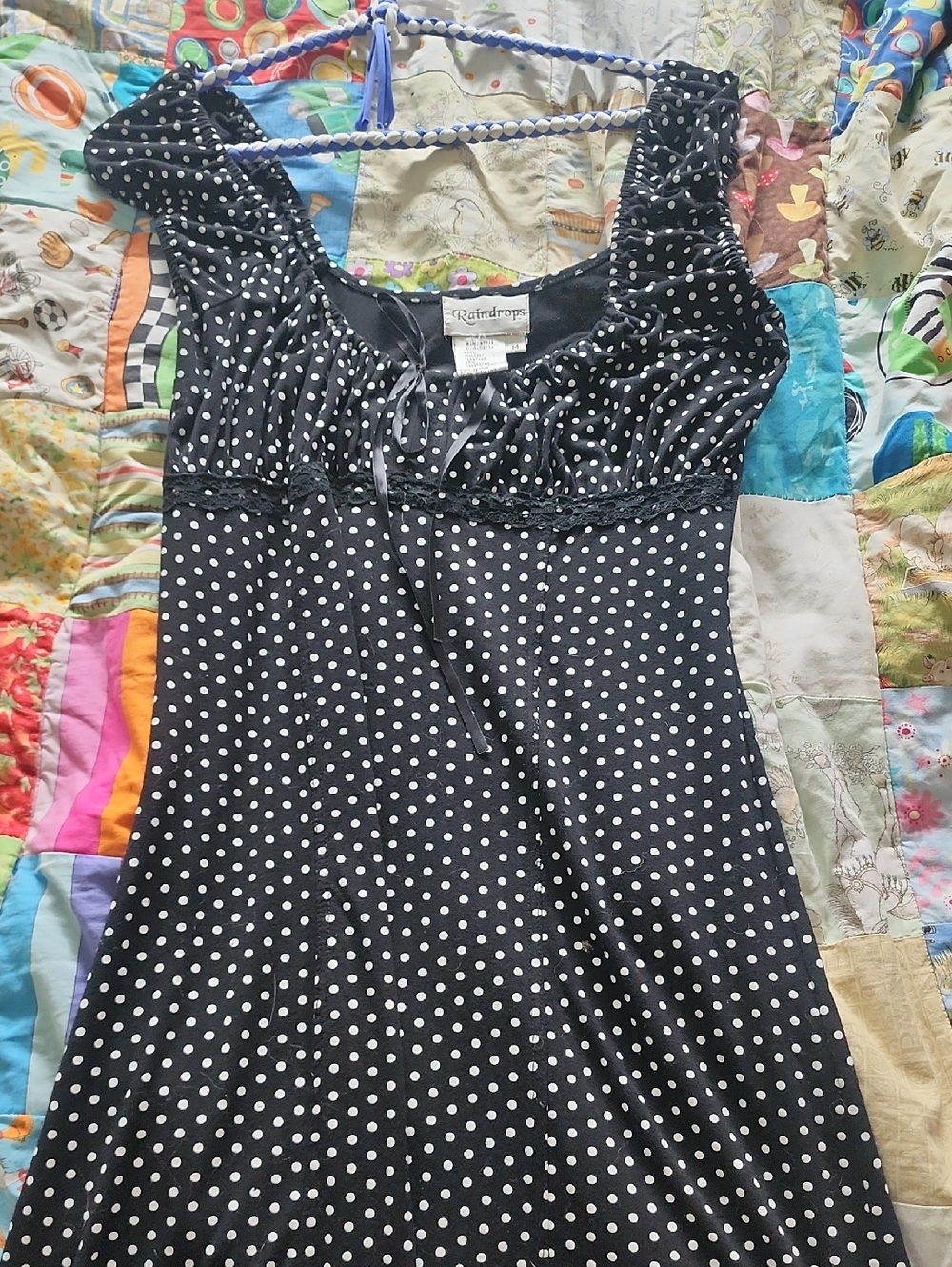 Black Polka Dot Empire Waist Dress